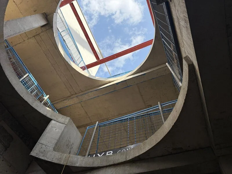 Circular reinforced concrete basement void under construction at Holland Park
